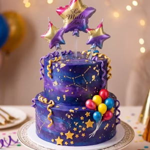 Set 3 Lumânări Tort Stele Metalizate 3D – La Mulți Ani Set de 3 lumanari pentru tort in forma de stele metalizate cu efect tip balon 3D. Steaua centrala de 14 cm poarta mesajul La Multi Ani