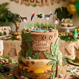 Set 5 Lumânări Tort Safari (6.5 cm) Animale Junglă & Petrecere Set de 5 lumanari pentru tort cu tematica Safari