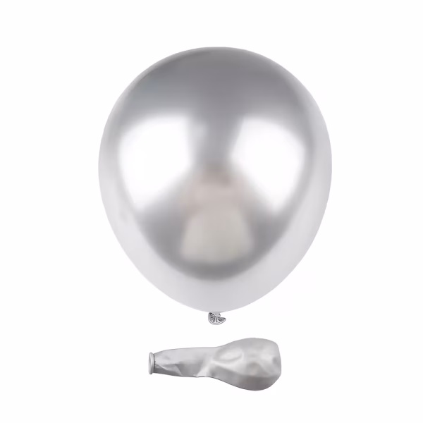 Set 50 Baloane Latex Argintiu Chrome (30 cm) Decor Metalizat Premium Zeci de baloane din latex de 30 cm