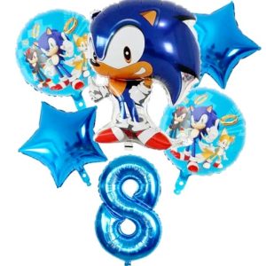 Set 6 baloane folie cu cifra 8 - Sonic