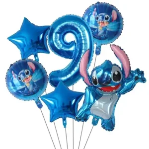 Set 6 baloane folie cu cifra 9 - Stitch