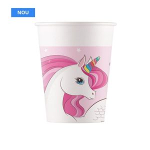 Set 8 pahare carton 200ml Rainbow Unicorn