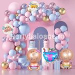 SET ARANJAMENT BALOANE - GENDER REVEAL BOY OR GIRL CU CARUCIOR SI BEBELUSI