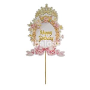 TOPPER PENTRU TORT - HAPPY BIRTHDAY CU CORONITA COD T506