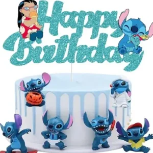 Topper Tort Happy Birthday Stitch și Lilo Bleu