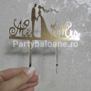 TOPPER PENTRU TORT NUNTA ARGINTIU COD 9467