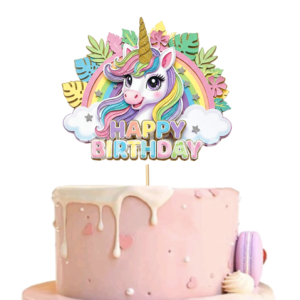 TOPPER PENTRU TORT – HAPPY BIRTHDAY TEMATICA UNICORN