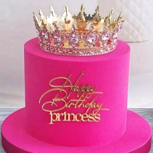Topper Tort Happy Birthday Princess Auriu (Plexiglass Oglinda) 10x7