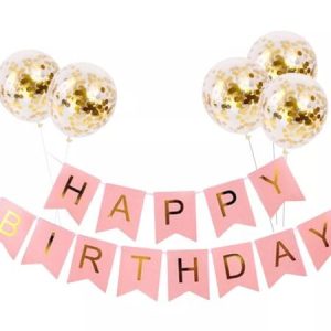 Set happy birthday cu 5 baloane cu confetti