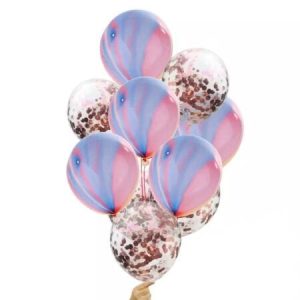SET 10 BALOANE LATEX CONFETTI , MARMORATE COLORATE 30 CM