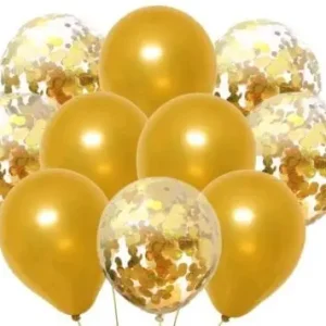 Set 10 baloane latex aurii cu confetti