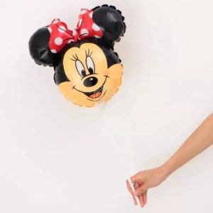 Balon folie cap minnie cu funda rosie si bat, 30 cm
