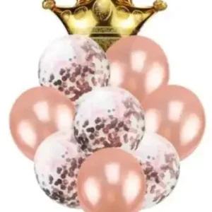 Set 9 baloane rose gold cu coronita