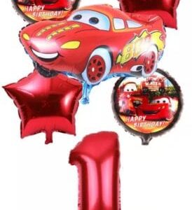 Set 6 baloane folie, cifra 1, cars
