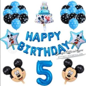 Set 26 baloane cu cifra si banner, mickey