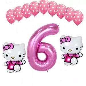 Set 13 baloane cu cifra 6, hello kitty