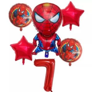 Set 6 baloane folie cu cifra 7, spiderman