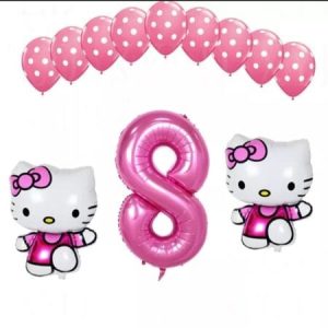 Set 13 baloane cu cifra 8, hello kitty