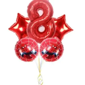 Set 5 baloane folie cu cifra 8, spiderman