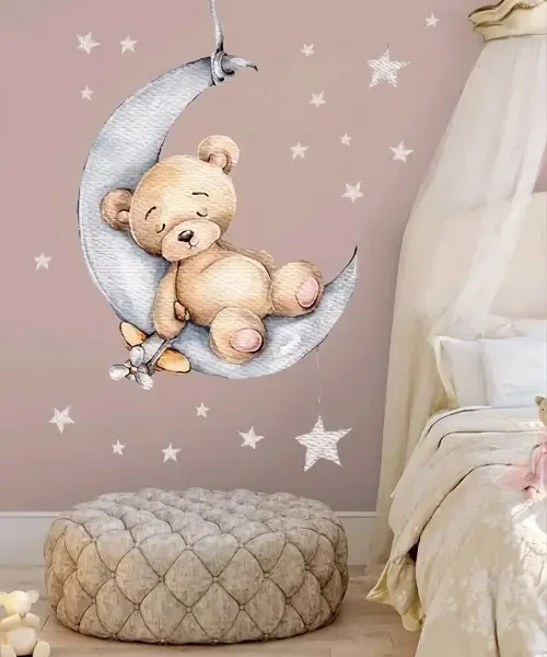 STICKER DECORATIV - URSULET CU AVION