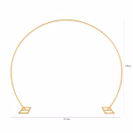 Arcada Metalica Semi-Rotunda Baloane Auriu Premium Suport masiv metalic semi-rotund de culoare aurie, dimensiuni 315x240 cm, pentru sustinerea decorurilor ample din flori si accesorii de petrecere.