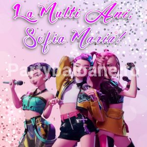 Background Personalizat Kpop Demon Huntrix – Fundal Foto Party B05 Background personalizat Kpop Demon Huntrix model B05