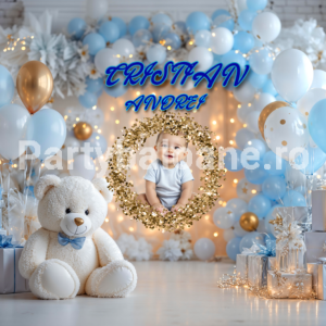 BACKGROUND PERSONALIZAT CU POZA SI TEXT - URS SI BALOANE COD BK1