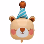 Balon Folie Cap Ursulet cu Coif Albastru 76 cm Balon din folie premium in forma de cap de ursulet adormit cu coif de petrecere in dungi albastre dimensiune 76 cm.