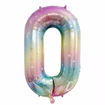 Balon Folie Cifra 0 Curcubeu Pastel cu Stele 100 cm Balon din folie premium in forma de cifra 0 nuante curcubeu pastel cu stelute dimensiune 100 cm.