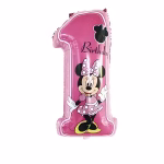 Balon Folie Cifra 1 Minnie Mouse Roz 72 cm Balon din folie premium in forma de cifra 1 roz intens cu personajul Minnie Mouse si textul Birthday dimensiune 72 cm.