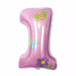 Balon Folie Cifra 1 Roz cu Fluturasi si Flori 68 cm Balon din folie premium in forma de cifra 1 roz pastel cu imprimeu grafic albinuta fluturas albastru floare mov si contur cusut dimensiune 68 cm.
