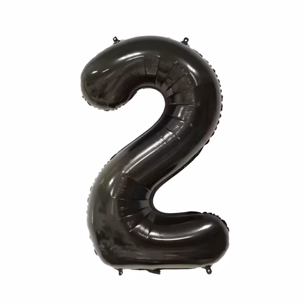 Balon Folie Cifra 2 Negru 100 cm Balon folie cifră 2 negru 100 cm pentru aranjamente cu heliu.