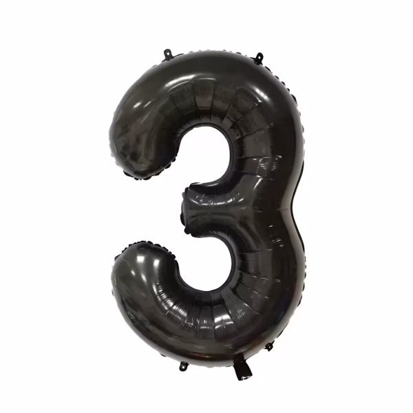 Balon Folie Cifra 3 Negru 100 cm Balon folie cifră 3 negru 100 cm decor aniversar de lux.
