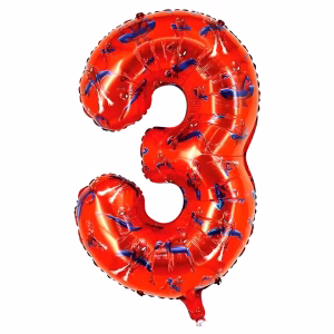 Balon Folie Cifra 3 Spiderman Rosu 74 cm Balon din folie premium in forma de cifra 3 rosu cu imprimeu tematic personajul supererou Spiderman dimensiune 74 cm.