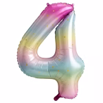 Balon Folie Cifra 4 Curcubeu Pastel cu Stele 100 cm Balon din folie premium in forma de cifra 4 curcubeu pastel cu stelute dimensiune 100 cm.