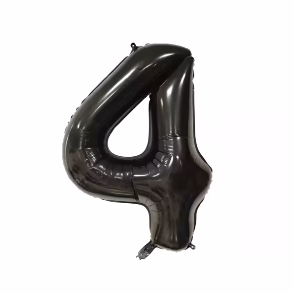 Balon Folie Cifra 4 Negru 100 cm Balon folie cifră 4 negru 100 cm accesorii petrecere premium.