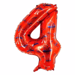 Balon Folie Cifra 4 Spiderman Rosu 74 cm Balon din folie premium in forma de cifra 4 rosu cu imprimeu tematic personajul supererou Spiderman dimensiune 74 cm.