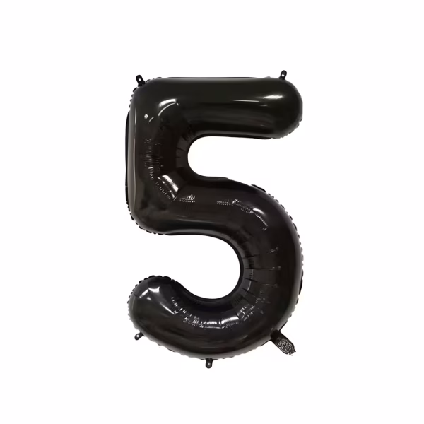 Balon Folie Cifra 5 Negru 100 cm Balon folie cifră 5 negru 100 cm pentru decorațiuni evenimente.