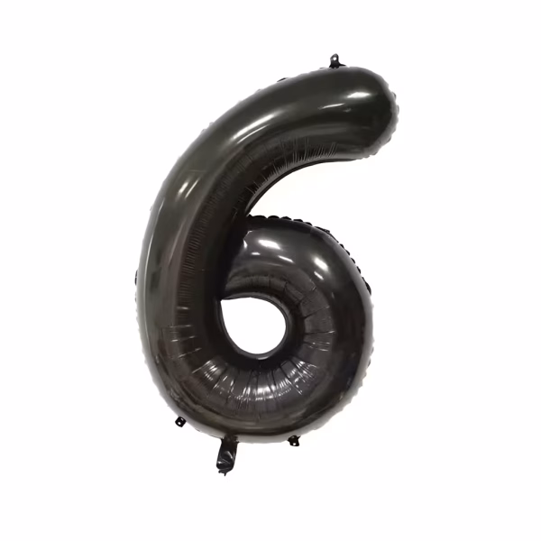 Balon Folie Cifra 6 Negru 100 cm Balon folie cifră 6 negru 100 cm element central petrecere.