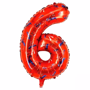 Balon Folie Cifra 6 Spiderman Rosu 74 cm Balon din folie premium in forma de cifra 6 rosu cu imprimeu tematic personajul supererou Spiderman dimensiune 74 cm.