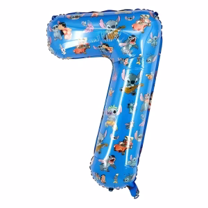 Balon Folie Cifra 7 Lilo & Stitch Albastru 74 cm Balon din folie premium in forma de cifra 7 albastru cu imprimeu tematic personajele Lilo si Stitch dimensiune 74 cm.
