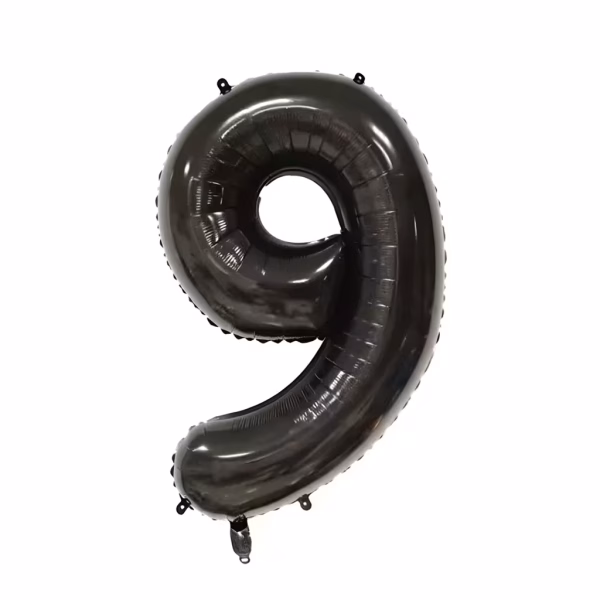 Balon Folie Cifra 9 Negru 100 cm Balon folie cifră 9 negru 100 cm decor petrecere adulți.