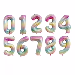 Balon Folie Cifra Curcubeu Pastel cu Stele 100 cm (Alege Numarul 0-9) Colectie de baloane din folie premium in forma de cifre de la 0 la 9 in culori curcubeu pastelate cu stelute aurii dimensiune gigant 100 cm.