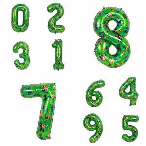 Balon Folie Cifra Minecraft 100 cm (Alege Numarul 0-9) Baloane din folie premium in forma de cifre de la 0 la 9 cu imprimeu tematic personajele din jocul Minecraft pe fundal verde dimensiune gigant 100 cm.