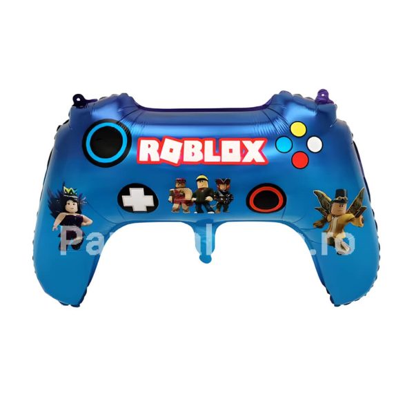 Balon Folie Controller Maneta Roblox Albastru 70x41 cm Balon din folie metalizata in forma de controller maneta consola gaming albastru cu personaje Roblox dimensiuni 70x41 cm pentru petreceri copii.