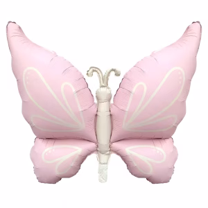 Balon Folie Figurina Fluture Roz cu Ivory 94 cm Balon din folie premium in forma de figurina fluture urias roz pastel cu detalii si corp ivory dimensiune 94x73 cm.