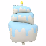 Balon Folie Tort Aniversar Albastru 96 cm Balon din folie premium in forma de tort aniversar cu 3 etaje in nuante de albastru deschis si bej cu lumanare dimensiune 96 cm.