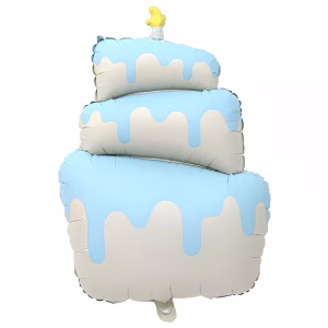 Balon Folie Tort Aniversar Albastru 96 cm Balon din folie premium in forma de tort aniversar cu 3 etaje in nuante de albastru deschis si bej cu lumanare dimensiune 96 cm.