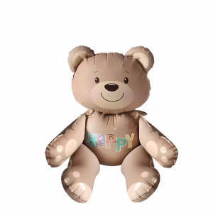 Balon Folie Urs 3D Happy 77x70 cm Balon din folie 3D in forma de ursulet maro stand in sezut cu mesajul Happy dimensiune 77 cm.