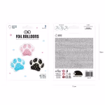 Balon folie Paws patrula catelusilor 3 buc Set de trei baloane din folie in forma de labute de catel culorile roz albastru si negru dimensiune 50 cm.
